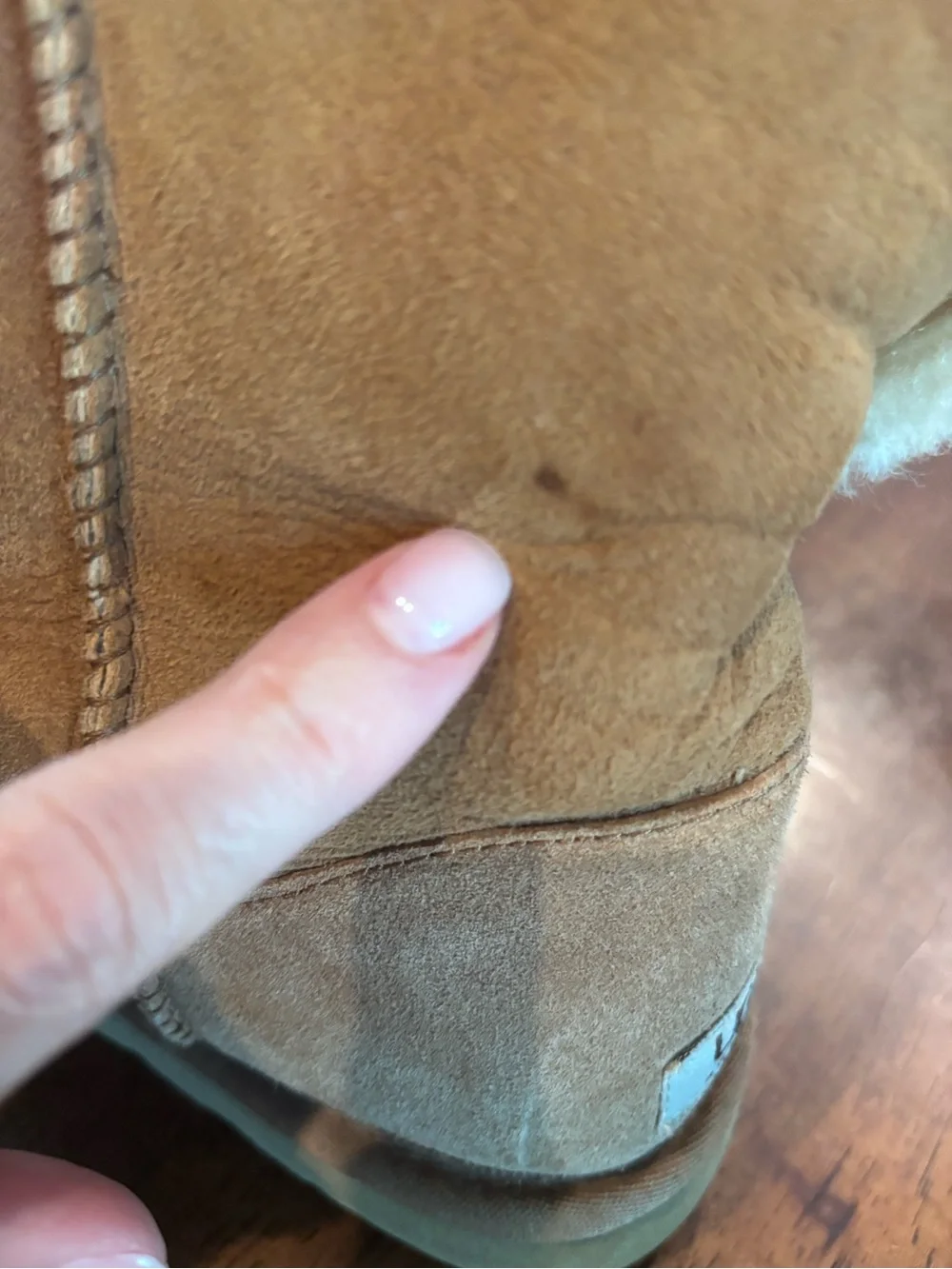 UGG Chestnut Suede Short Button Shearling Boots